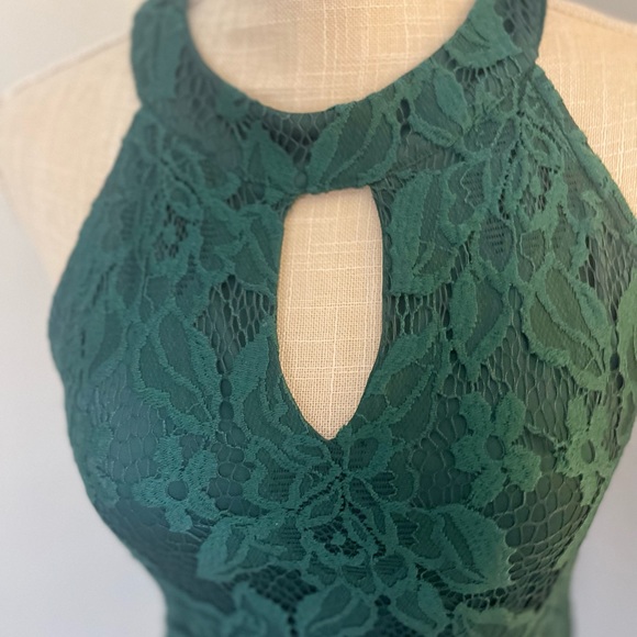 Womens Emerald green lace dress - Picture 5 of 11
